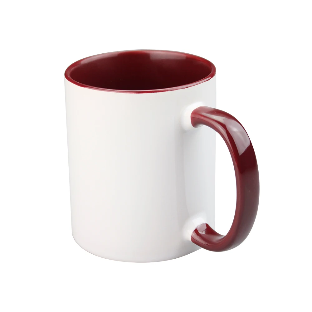 

Top Grade 11oz Handle and Inner Colourful Coffee Mugs for Sublimation Wholesale 320ml Custom Logo Sublimation Blank Ceramic Mug