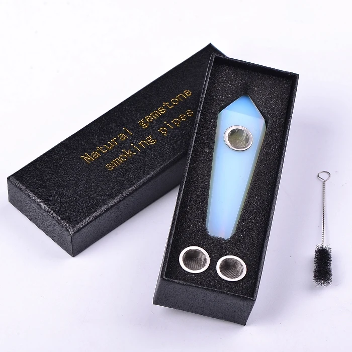 

Wholesale Beautiful Quartz Tobacco Pipe Opal Crystal Smoking Pipes With Box, Colour