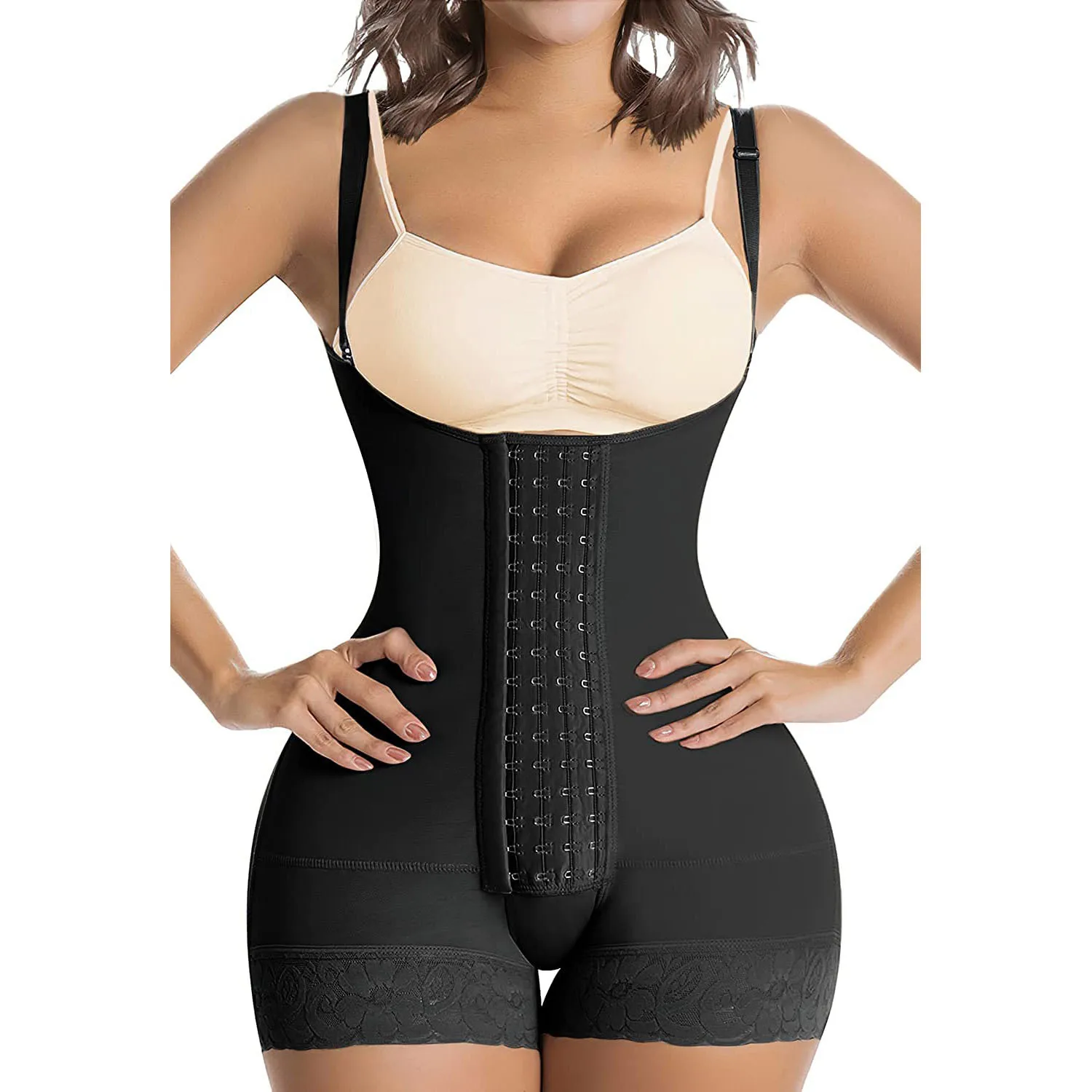 Women Powernet Faja Post-Operatorias Colombian Lipo Compression Girdles Abdomen Hip Shaping Bodysuit Plus Size Colombian Fajas