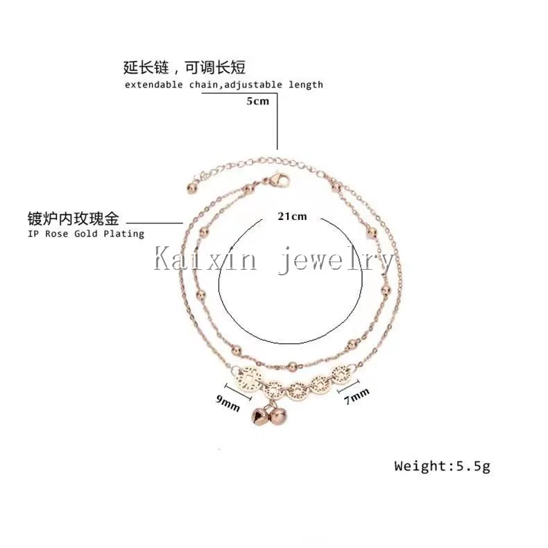 

2021 creative jewelry fashion 18K gold plating process five copper coin stainless steel foot chain
