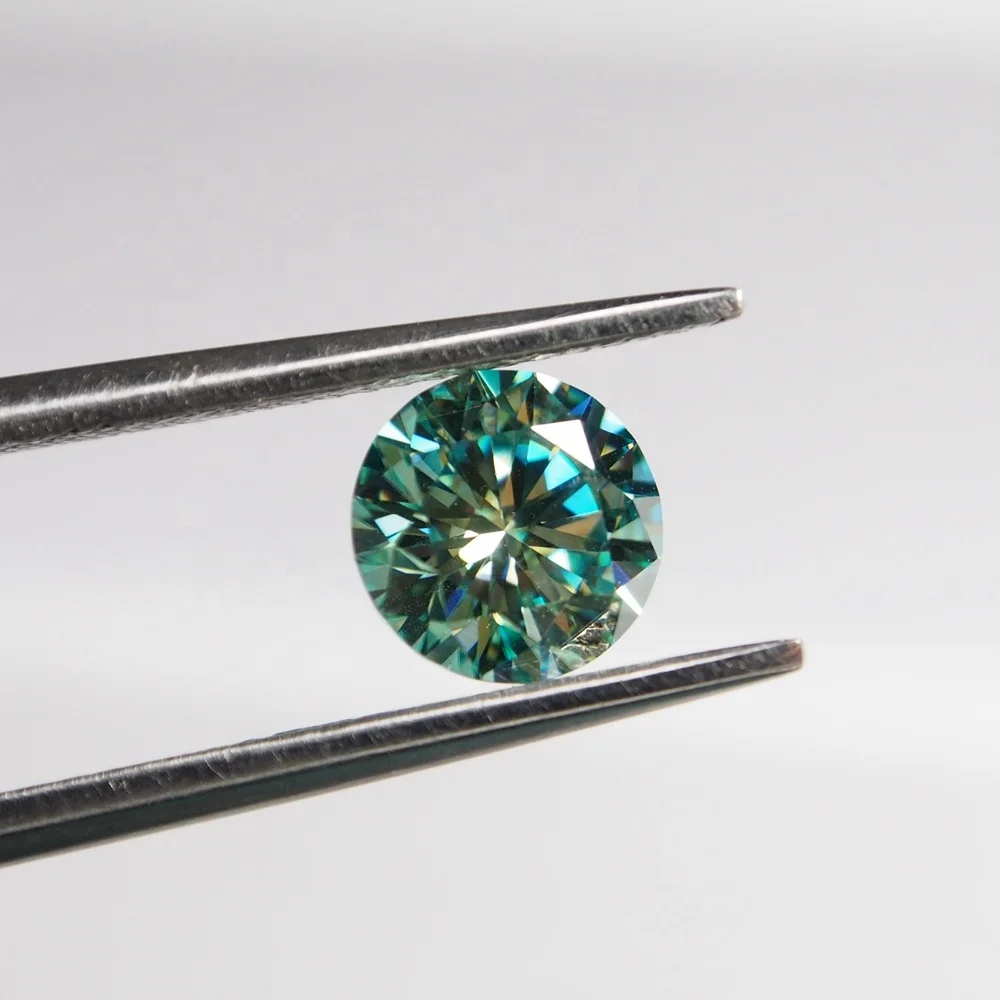 

wholesale price round brilliant cut loose color blue-green moissanite 1carat