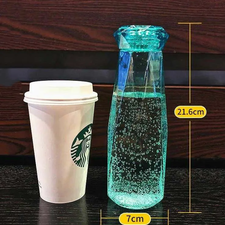 Creative Gift Diamond Glass Bottles Water Glass Outdoor Handy Sports