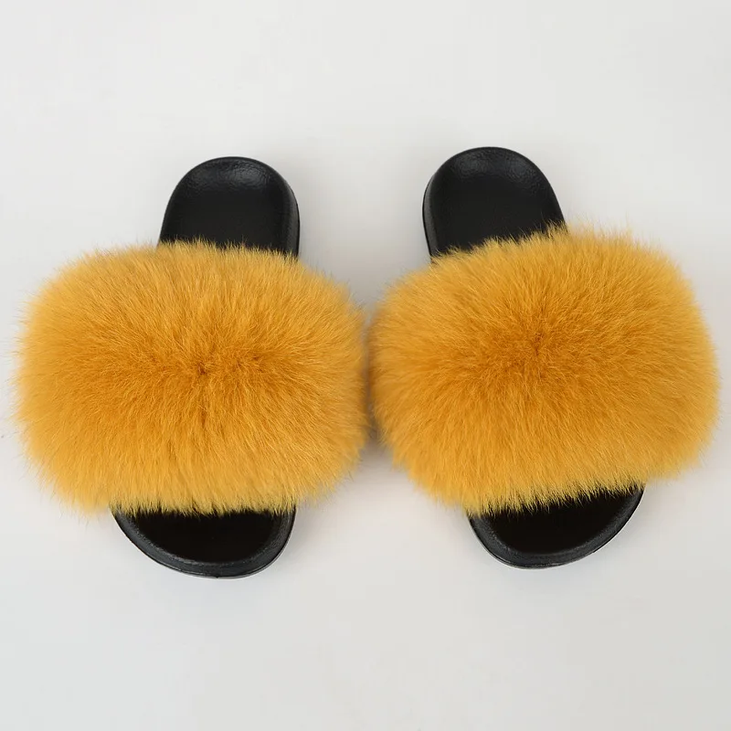 

Custom Colors Fur Slippers Fox Fluffy Furry Sandals, 70 colors