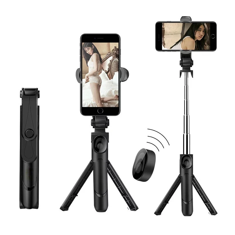 

3 in 1 Extendable Wireless Selfie Stick Tripod With Remote Control for Phone Mobile Tripod with Monopod Stand, Black, white