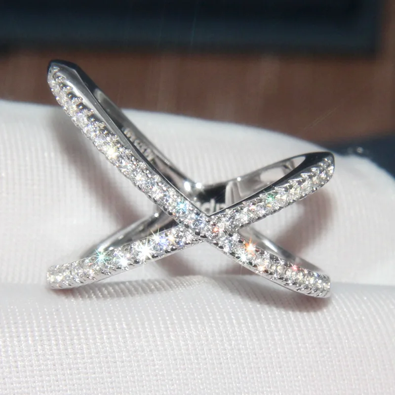 

925 Silver Plated Wholesale Luxury Zircon Eternity Moissanite Rings Women Jewelry Wedding Cz Band Rings Zircon Engagement Ring