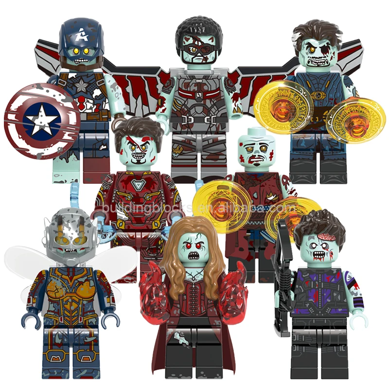 

X0325 What if Zombie Super Heroes Witch Iron Fal-con Hawkeye Man Character Mini Building Block Figure Educational Toys