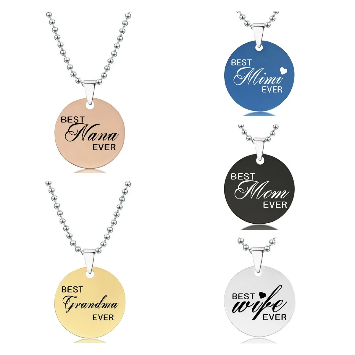 

Stainless Steel To my Mom Gigi Nana Grandma Mimi Wife Grandmother Mother's Day Thanksgiving Day Christmas Day Gift Necklace, Multi-colors/accept custom colors