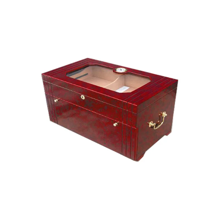 

Wholesale Square High Gloss Paint Cedar Wood Cigar Humidor backwoods cigars box, Cherry and accept custom color
