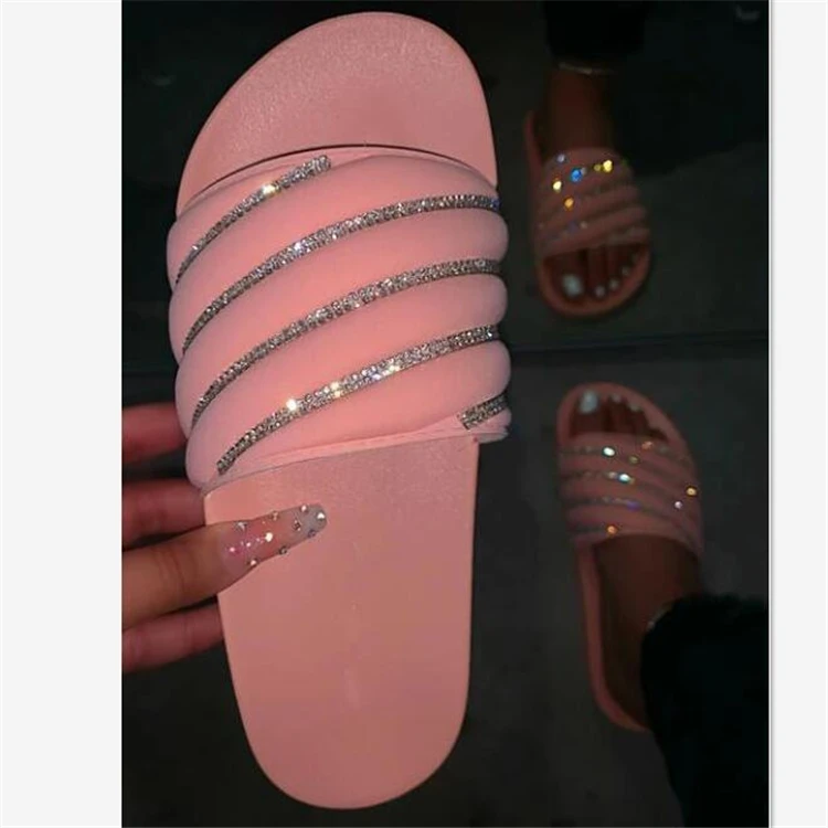 

Manufacturer Luxury Slippers Eva Flat Bling Shoes Women Summer Slides 2021 Fashion Glitter Sandals, As pictures or customized color