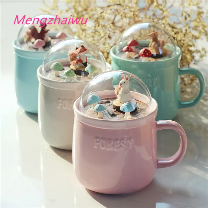 

Japan new arrival daily use product Creative forest micro landscape luxury ceramic cups office porcelain wholesale white mug
