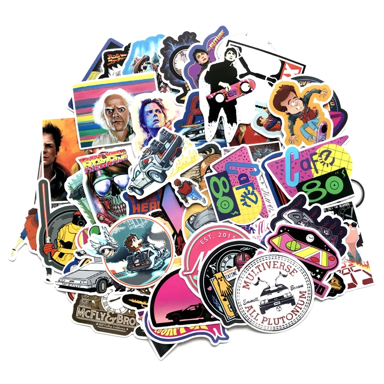 

57 PCS Back to The Future Movie Anime Vinyl Decal Stickers For Skateboard Laptop Scrapbook, Multiple colour