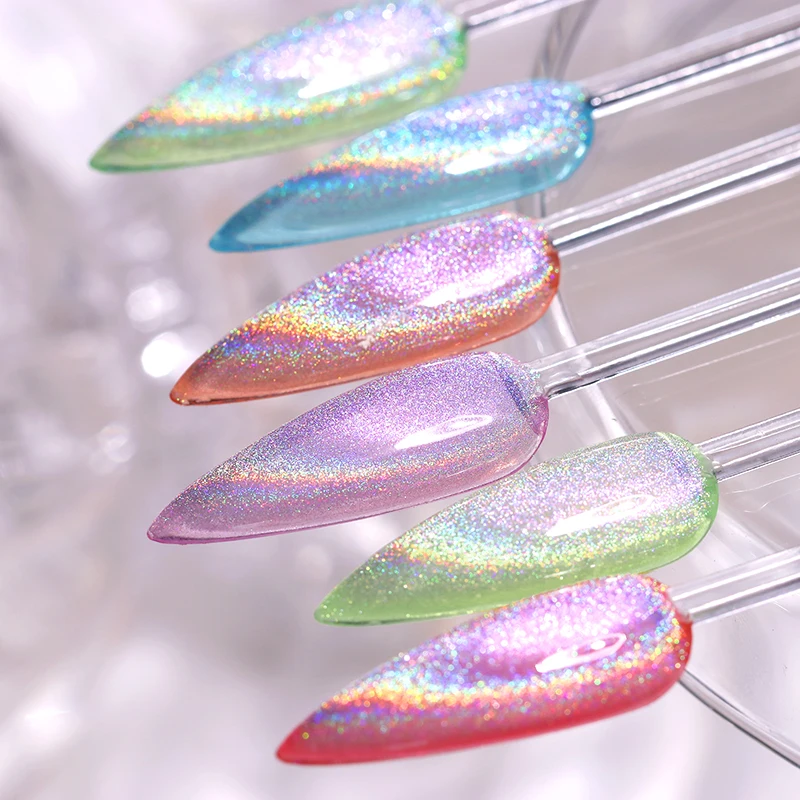 

BORN PRETTY Magnetic Nails 2023 Hot Sale Rainbow Crystal Cat Eye Gel Soak off UV LED Laser Diamond Cat Eye Gel Polish