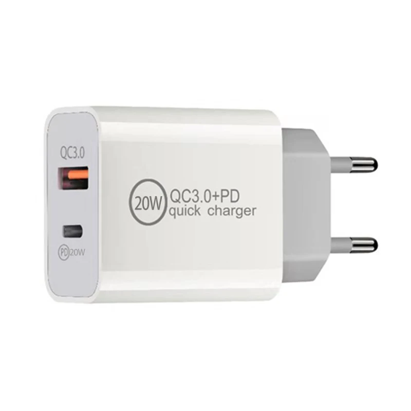 

Wholesale Usb Portable Wall Charger Us Eu Power Adapter Qc 3.0 Pd Dual Port 20W Wall Charger