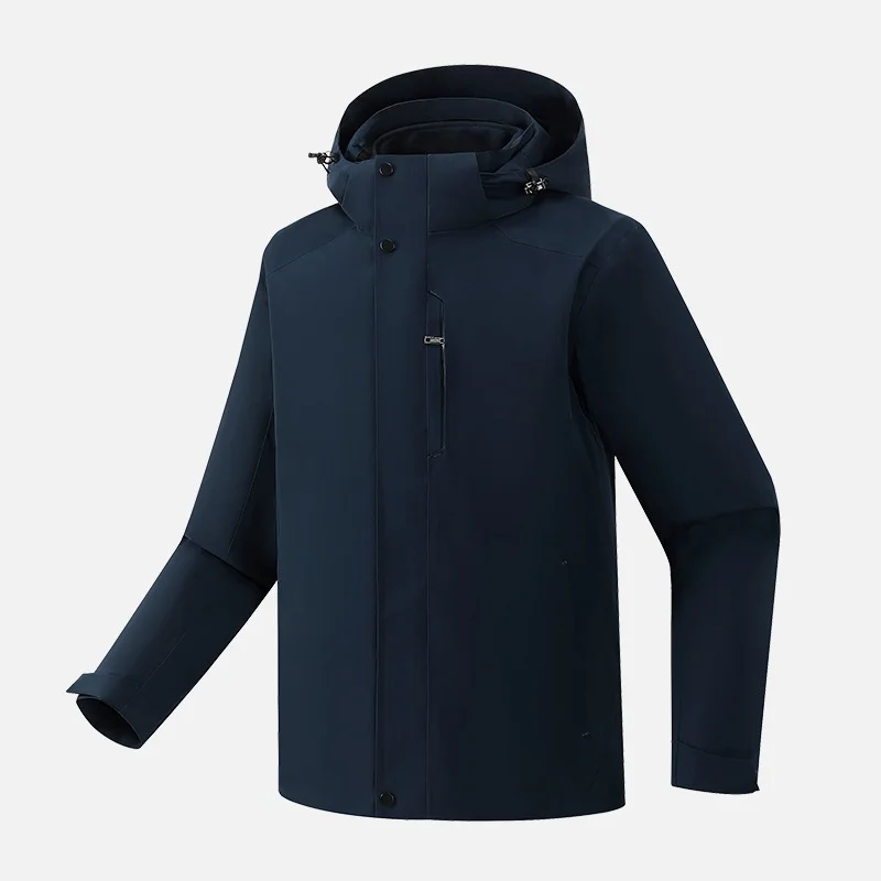 A608 Autumn Winter Two-Piece Set for Men Women Casual Canvas Work Clothes Embroidered Logo Removable Fleece Liner
