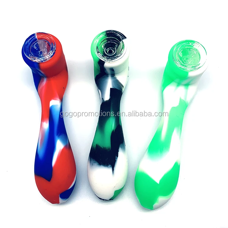 

Wholesale colorful 5.4INCH SILICONE HAND smoking PIPE WITH GLASS BOWL