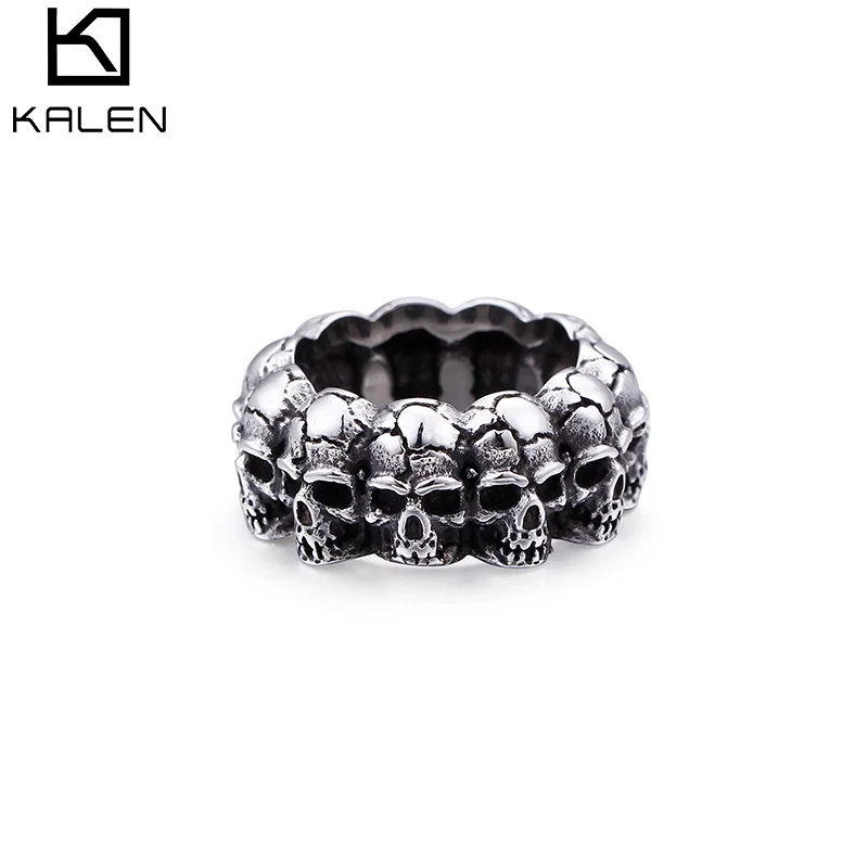 

KALEN Silver Color Stainless Steel Skull Rings For Men