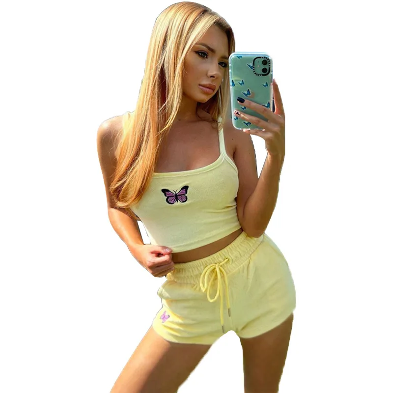 

RX-F215 New arrival summer 2 piece biker short set drawstring sport jogging sets two piece tracksuits for women, As picture shows or customized color