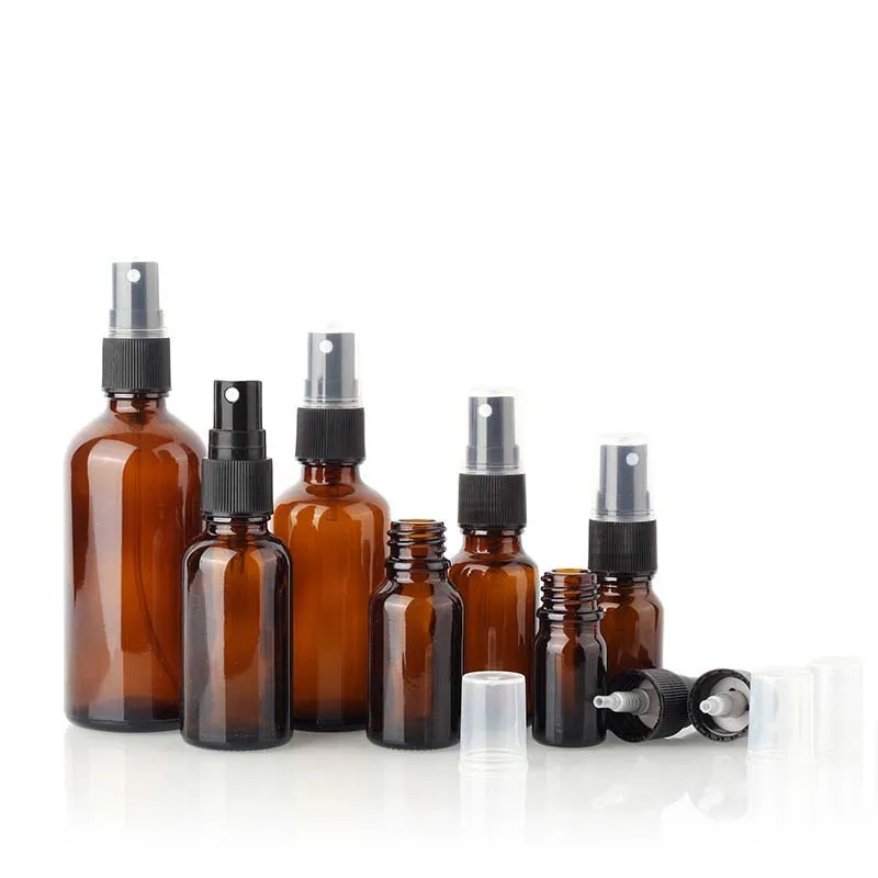 

Eco-friendly 5ml 10ml 15ml 20ml 30ml 50ml 100ml essential oil amber glass mist spray bottle