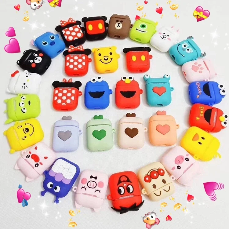 
Fashion Cute Funny Custom Animals 3D Cartoon Protective Silicone Case Cover for Apple Air pods AirPods 1 2 
