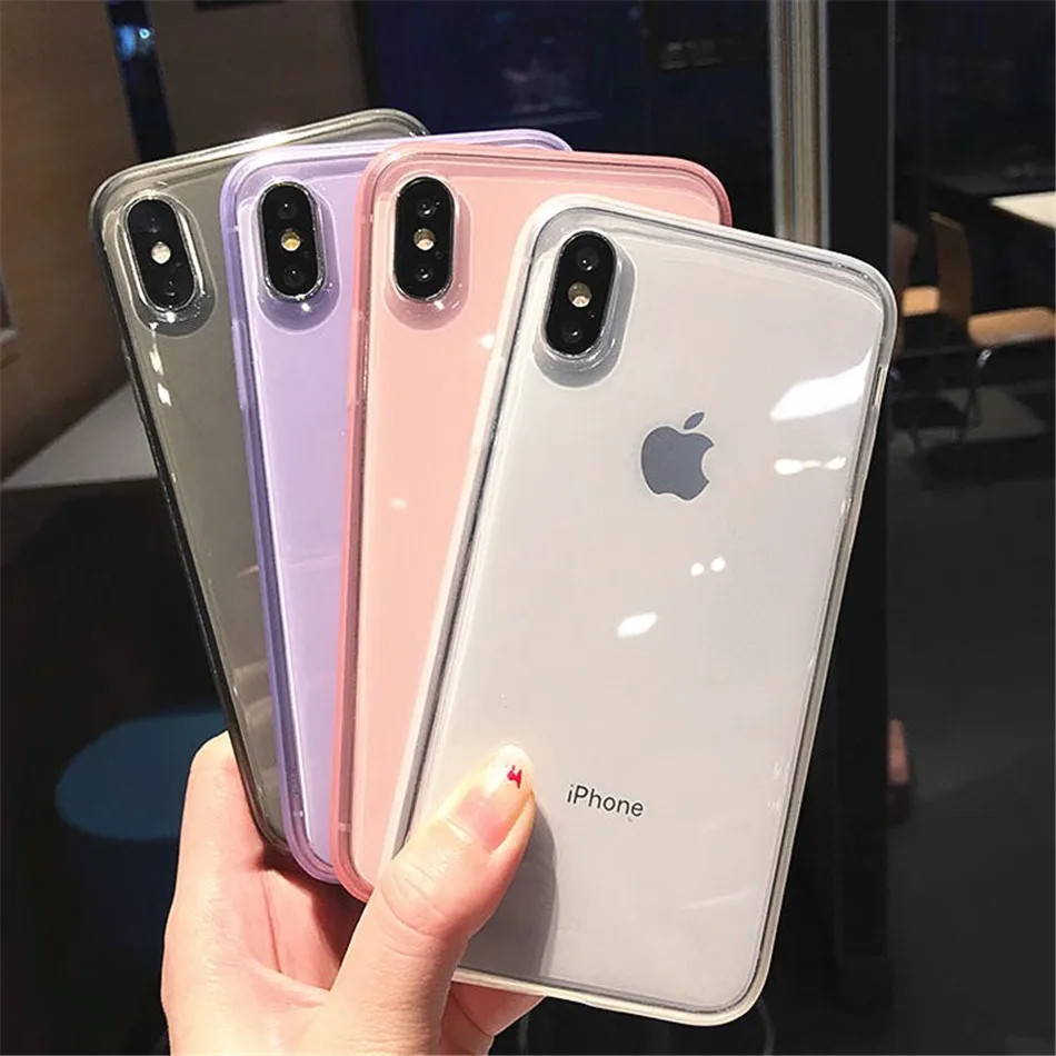 

Custom Wholesale Shockproof Soft Candy Color Transparent Clear Phone Cases for iPhone X XR XS XS Max