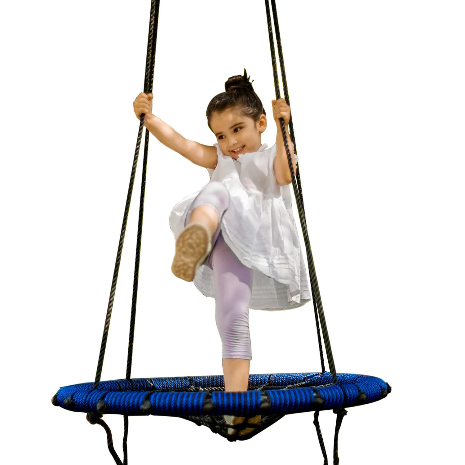 2020 新到货 32 英寸全组装飞碟旋转户外圆绳网秋千