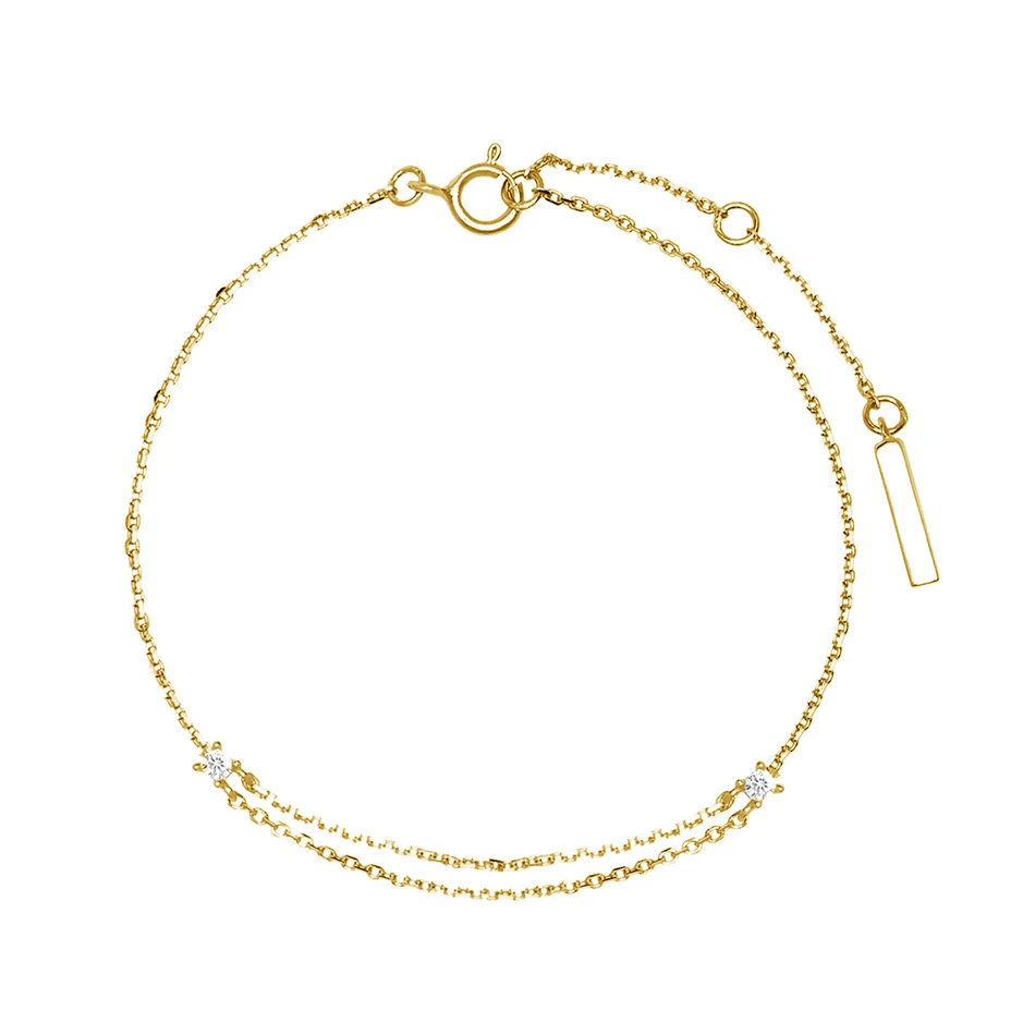 

2020 Unique Luxury 925 Sterling Silver 18 k Gold Plated Cubic Zircon simple style handmade Bracelet For Women