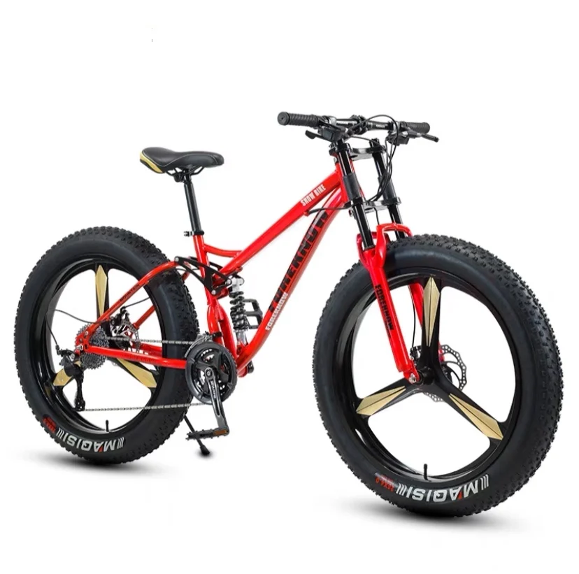 

Hot sales adult bicycle 26 inch 21speed snow fat tire aluminum steel bicycle full suspension bike, Can customized