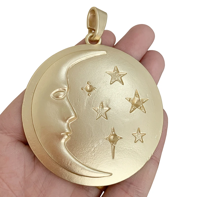 

Large Moon and Star Matt Gold Round Charms Pendants for Necklace Jewelry Making Accessories