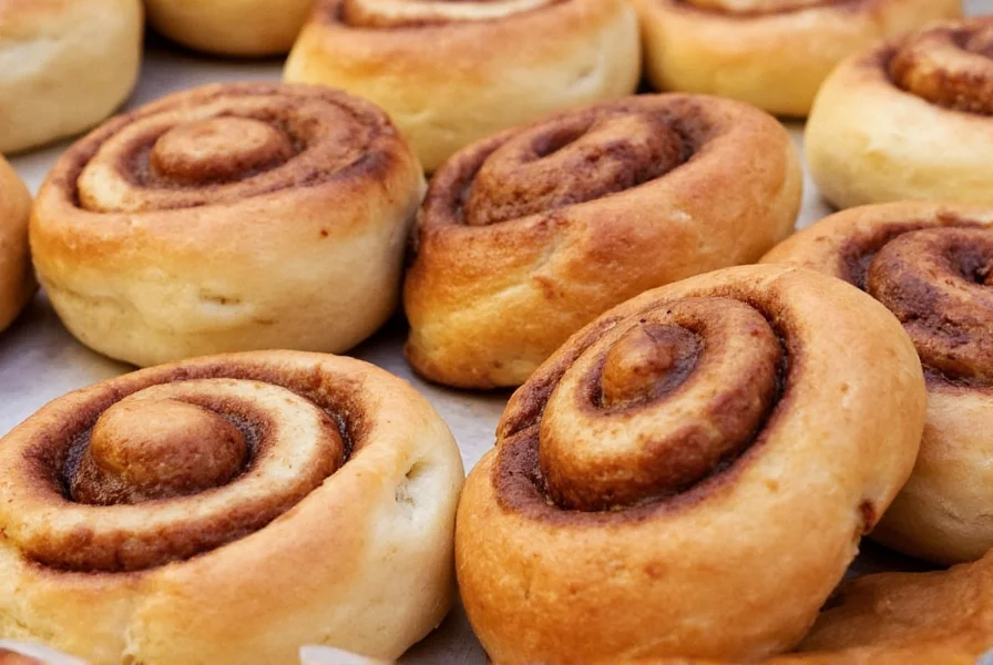 Professional baker rolling out cinnamon roll dough to perfect 9x13 inch rectangle with even thickness