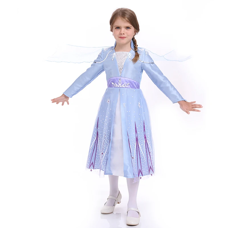 

Halloween elsa dress cosplay costume in frozen elsa princess desnye princess anna dress kids girls, As picture