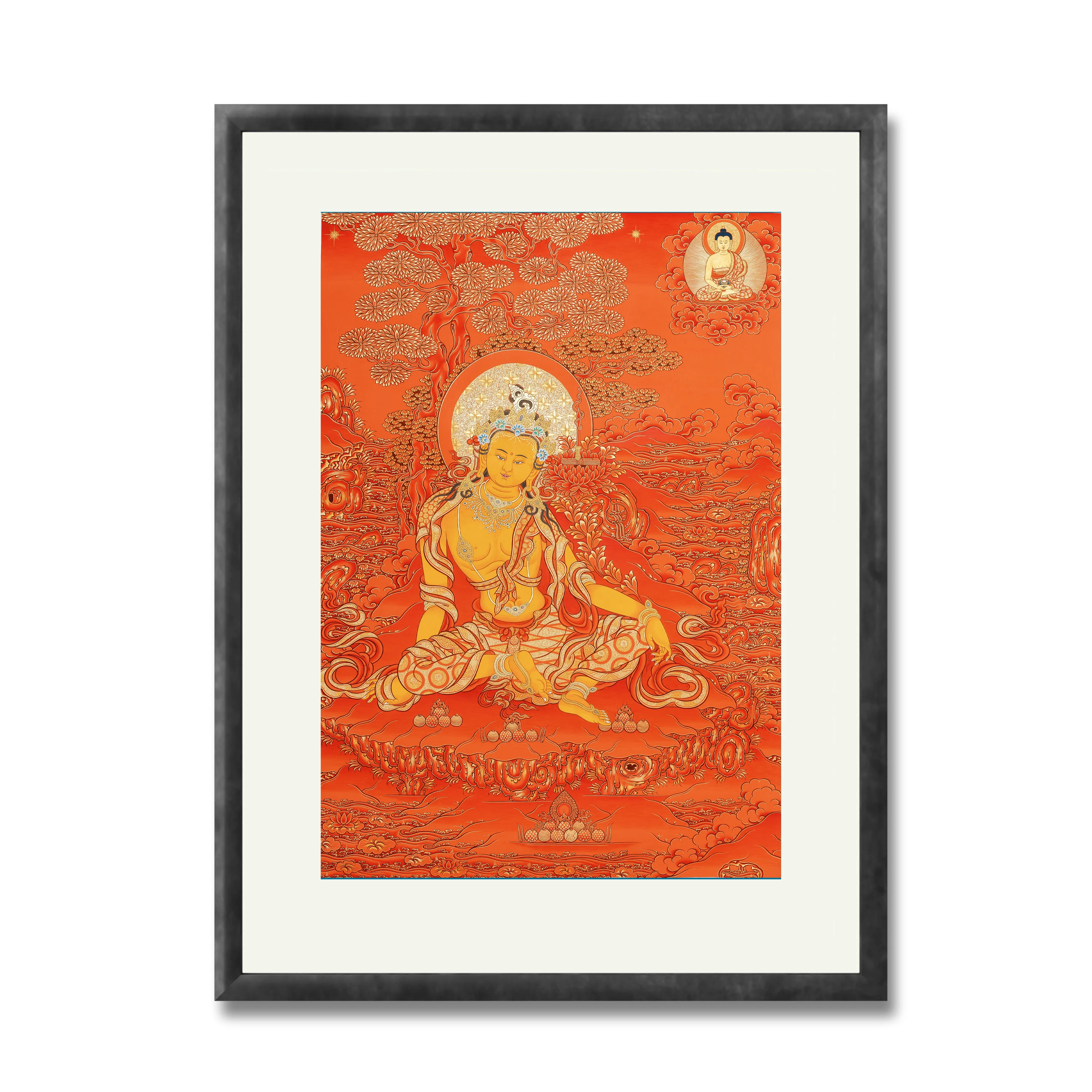 

Hand painting Custom pure gold hand painted Buddhist portrait the Bodhisattva Manjusri Thangka WS-005