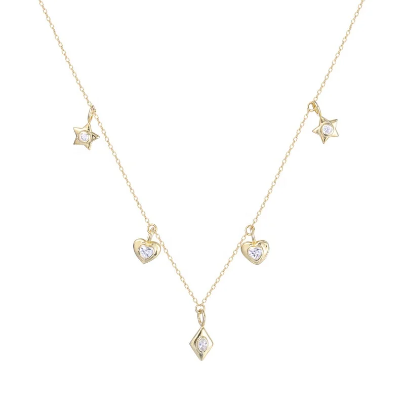 

Factory inventory jewellery women 925 jewelry dainty star heart charm gold chocker necklace