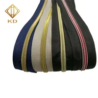 

Wholesale 3# #5 Nylon Designer Zippers With Gold Teeth Long Chain Nylon Zipper Roll Manufacturers
