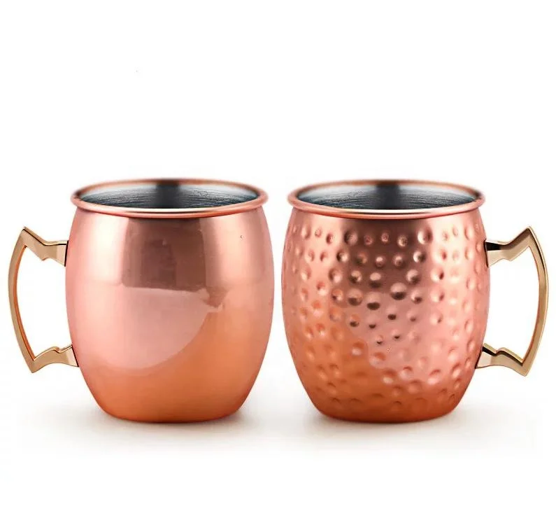 

Wholesale 16/18oz Stainless Steel Coffee & Cocktail Cup Copper Pure Mull Hammered Moscow Mule Mug