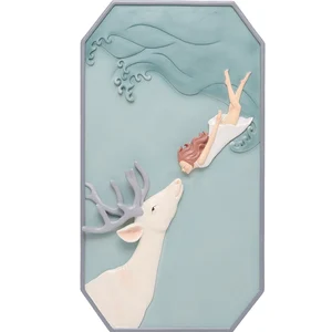 Image of ROOGO Resin Art Dreaming Girl Wall Hanging Decor