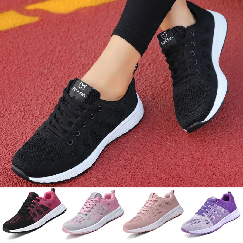 

Amazon Hot Selling Fashion Lightweight Breathable Hollow Mesh Surface Anti-Slip Wear-Resistant Casual Flat All-match Ladies Snea, 6 colors