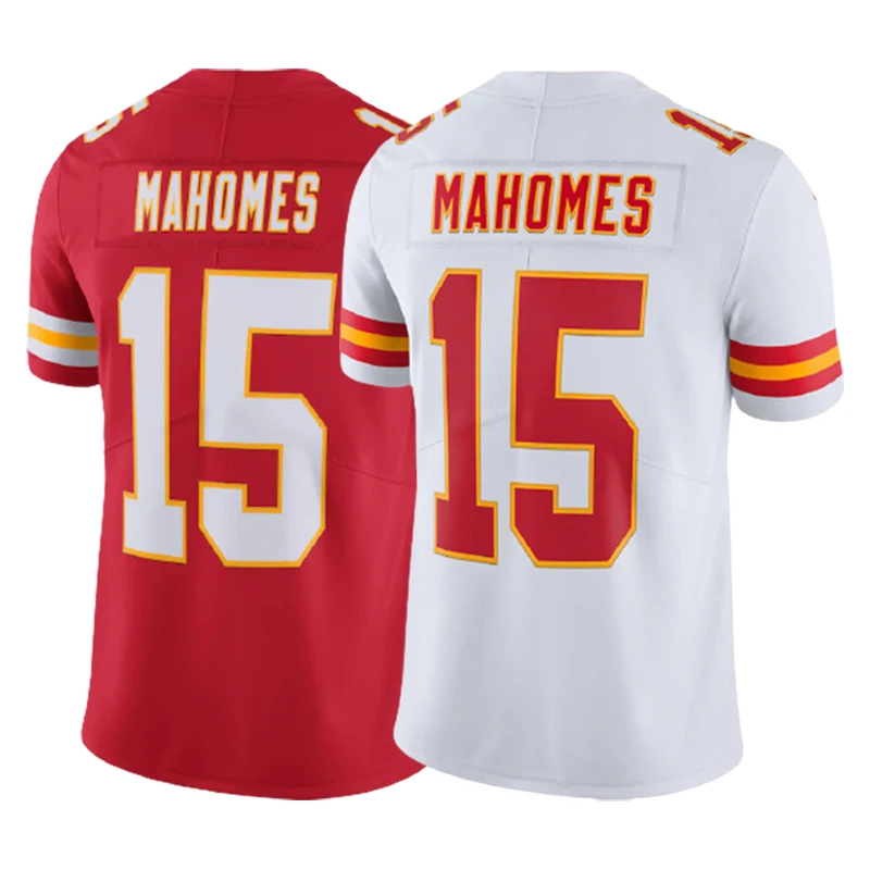 

Patrick Mahomes 15 American Football Club Uniform Jersey High Quality Embroidery Mens Sports Shirt Wear Clothes Wholesale