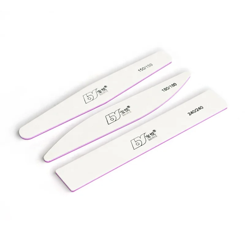 

Free sample high quality polishing tools 2 ways white 150/180/240 grit sand half month nail file