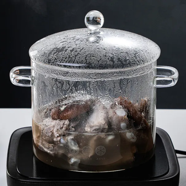 

big size transparent clear double-ear cooking pot borosilicate pyrex glass cooking pot, Clear glass