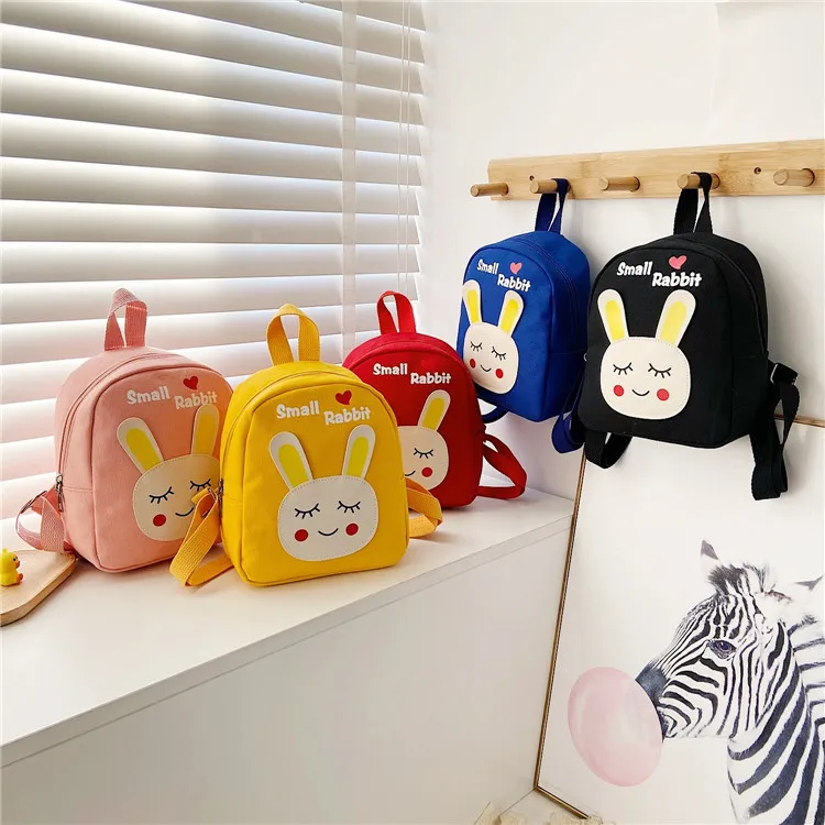 

Cute Candy Colors Cartoon Backpack Rabbit Printing Cotton Canvas Backpack For Kid School Bag