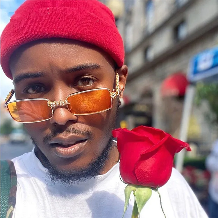 

2021 New Fashion Luxury Square Rhinestone Sunglasses Women Red Sun Glasses Diamond Rectangle Sunglasses, Mix color or custom colors