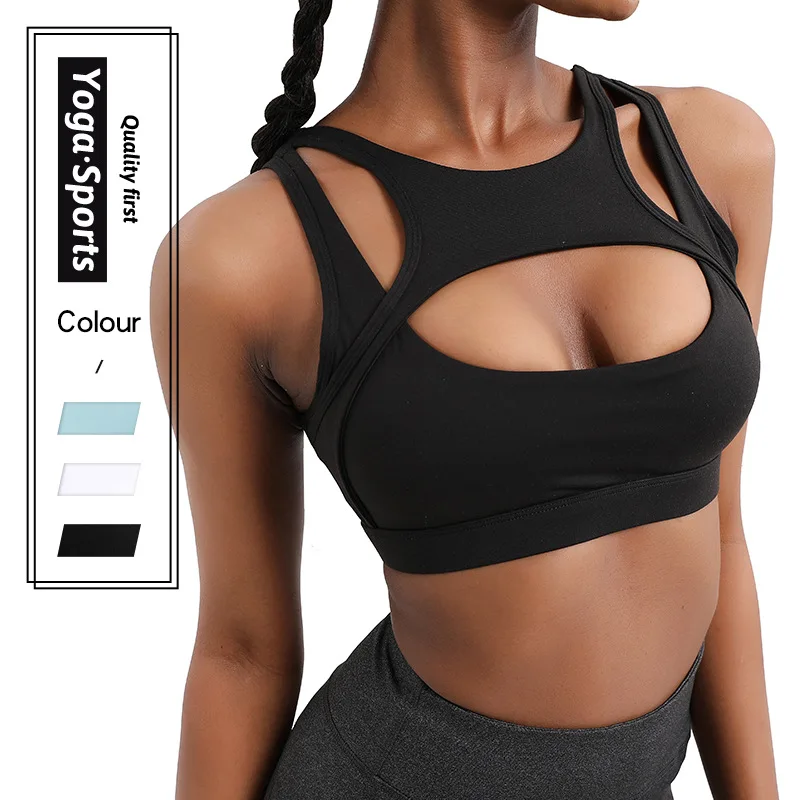 

2022 Women Breathable Sports Bra Adjusted-straps Anti-Sweat Shockproof Padded Sleep Bra Athletic Gym Running Fitness Workout Top