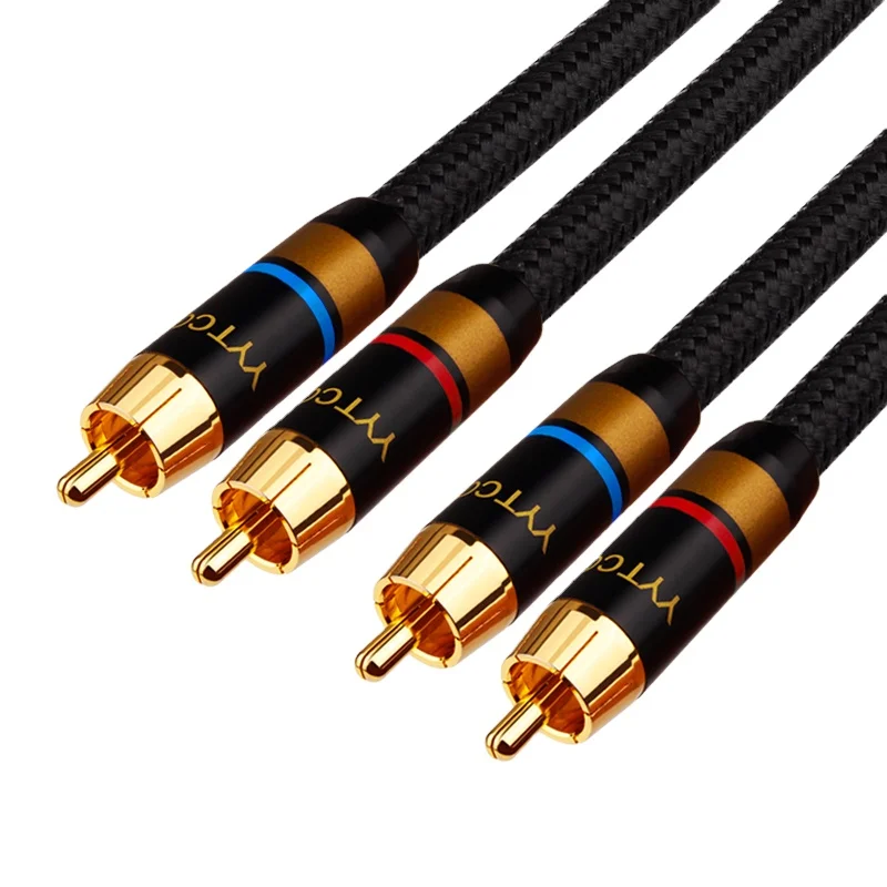 

2RCA Pair High Quality 6N 99.9999% OFC Male-Male RCA audio Cable for amplifier with Gold Plated RCA Plug for Hifi System