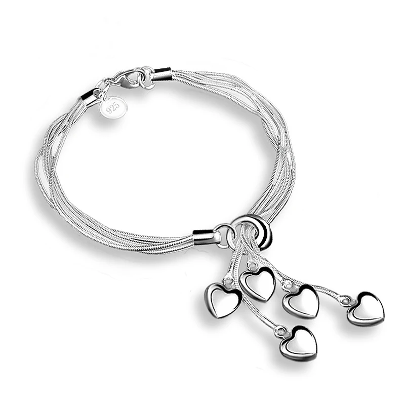 

Hot Sale European And American Fashion 925 Sterling Silver Heart-shaped Jewelry Factory Direct Gift Souvenir Couple Bracelet