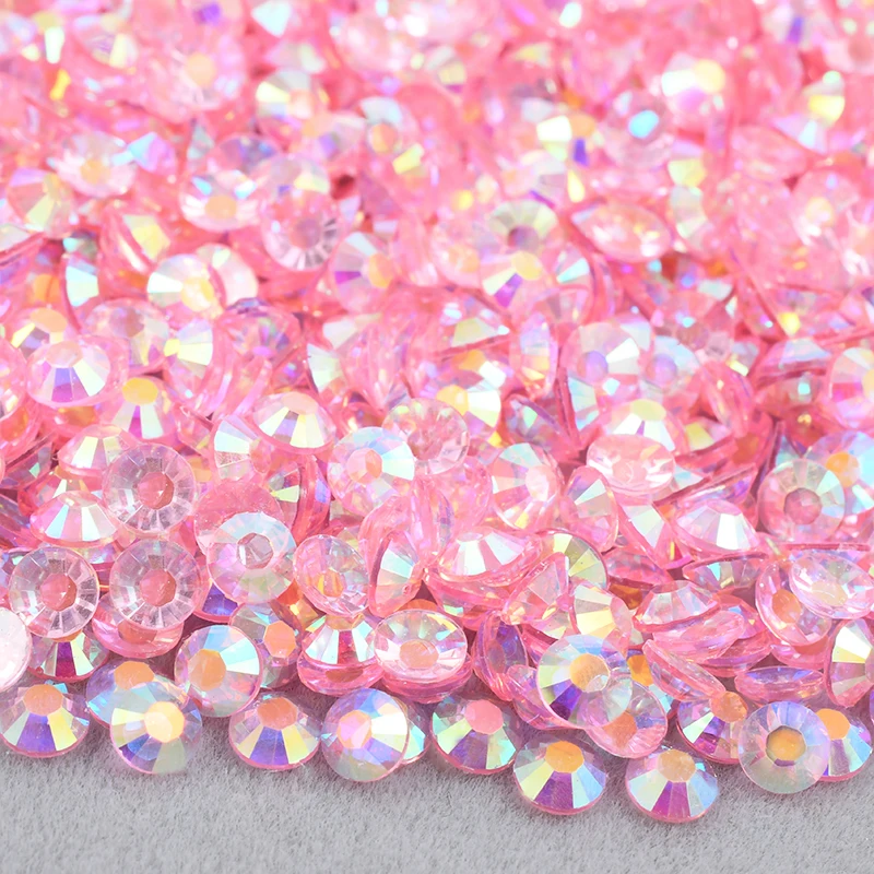 

Wholesale 2mm 3mm 4mm 5mm 6mm Transparent Pink AB Non Hotfix Crystal Stones Flatback Jelly Resin Rhinestone For Decoration, Transparent pink ab/ 95 colors