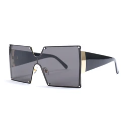 Oversized Shades Women Sun Glasses Fashion Newest Sunglasses 2021 Custom Trendy Square Rimless Gradient Unisex NO LOGO PC CNZHE