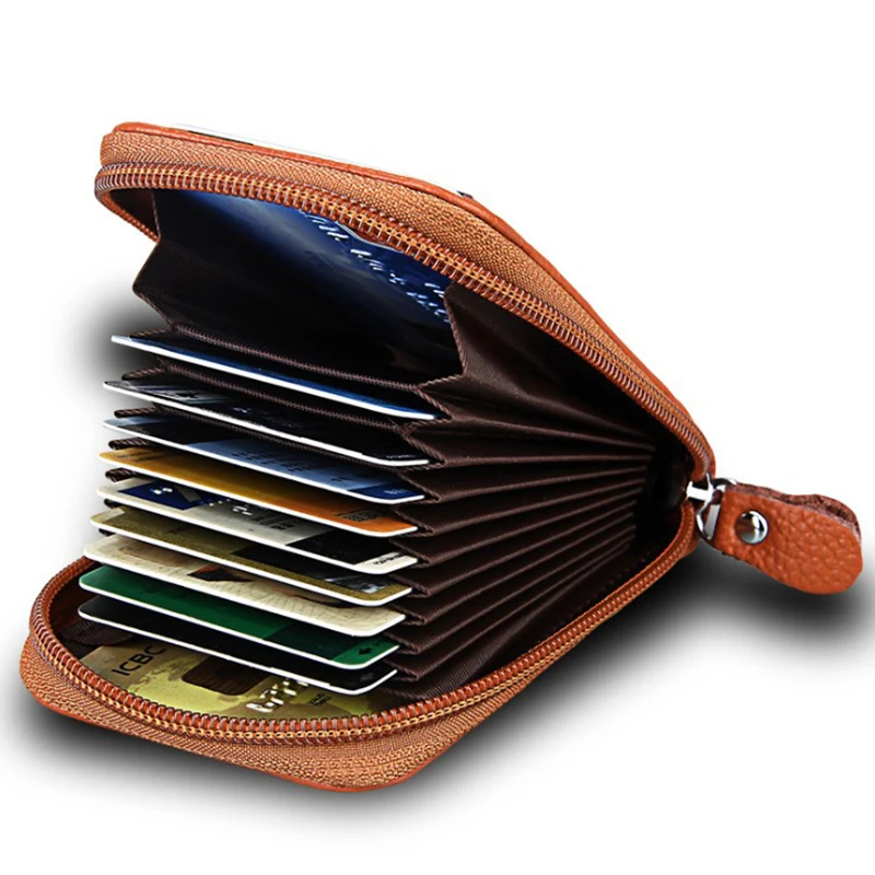 

Leather Card Holders Portable Mini Credit Card Organizer Holder
