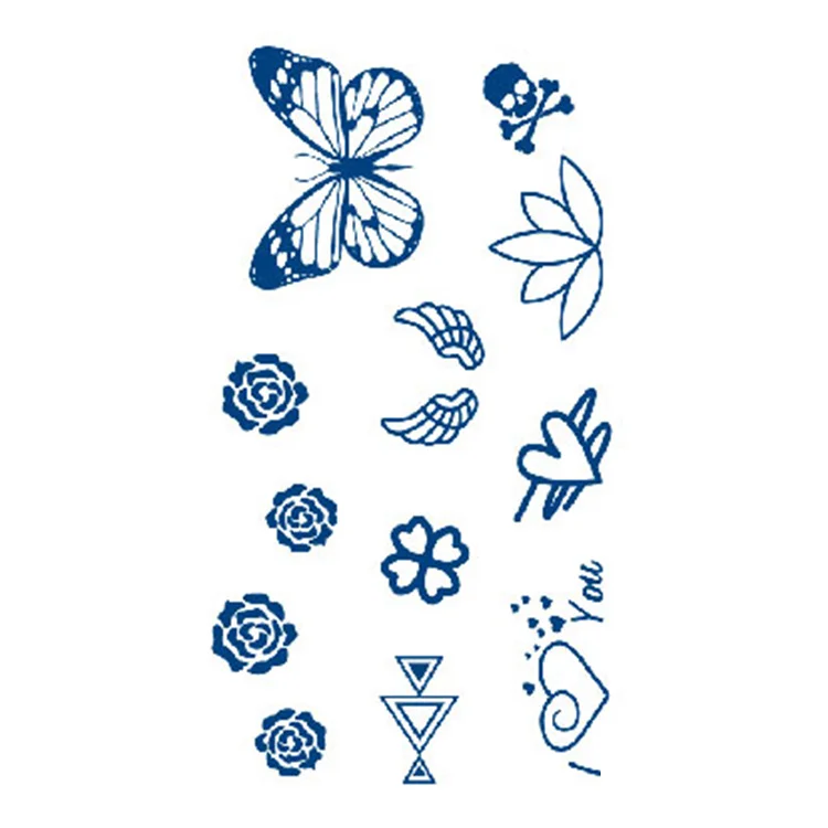 

Fashion ankle leg flower and butterfly Waterproof tattoo sticker, Cmyk