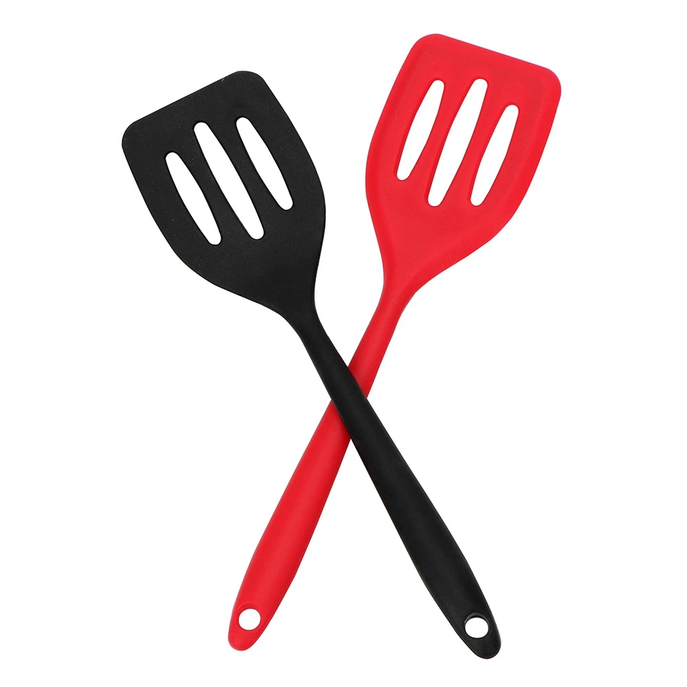 

Silicone Turners Gadgets Kitchen Tools Egg Fish Frying Pan Scoop Fried Shovel Spatula Cooking Utensils, Black, red