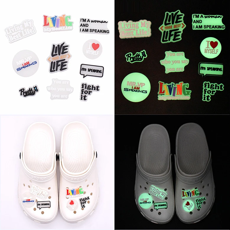 

Luminous personality shoes decoration pvc glow in the dark designer adult shoe charms luxury bling croc charm, Picture